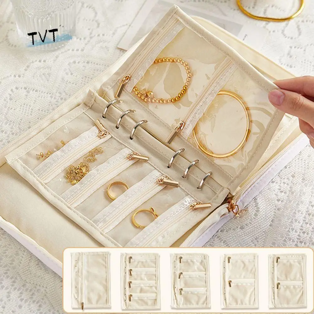 

Fashion Travel Jewelry Organizer Large Capacity Rose Pattern Jewelry Display Case 5Pcs Inner Page Durable Jewelry Storage Bag