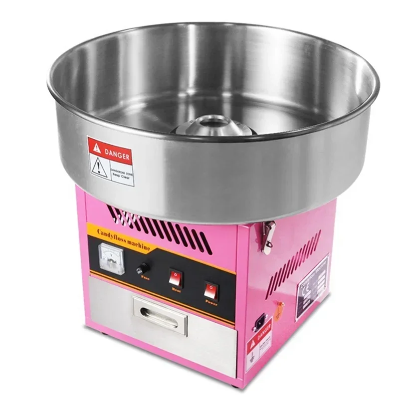 

Electric Cotton Candy Machine1080W Commercial Floss Maker with Diameter 520mm Stainless Steel Bowl Sugar Scoop and Drawer