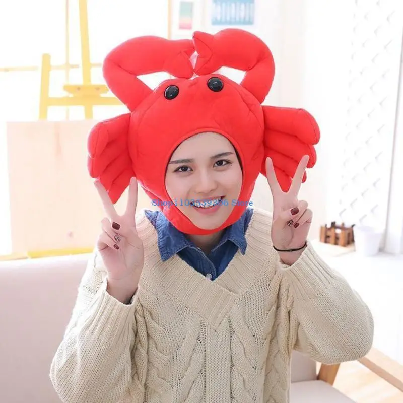 400A مضحك الكرتون السلطعون أفخم قبعة دمية محشوة تأثيري القبعات قبعة حزب صور الدعائم #3