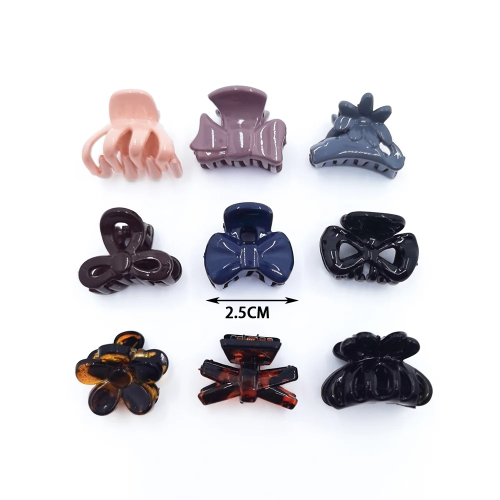 6PCS/Set Plastic Small Hair Crab Claw Women Girl Leopard Bow Cute Mini Clamp Clips Hairpin Barrettes Basic Hair Accessories