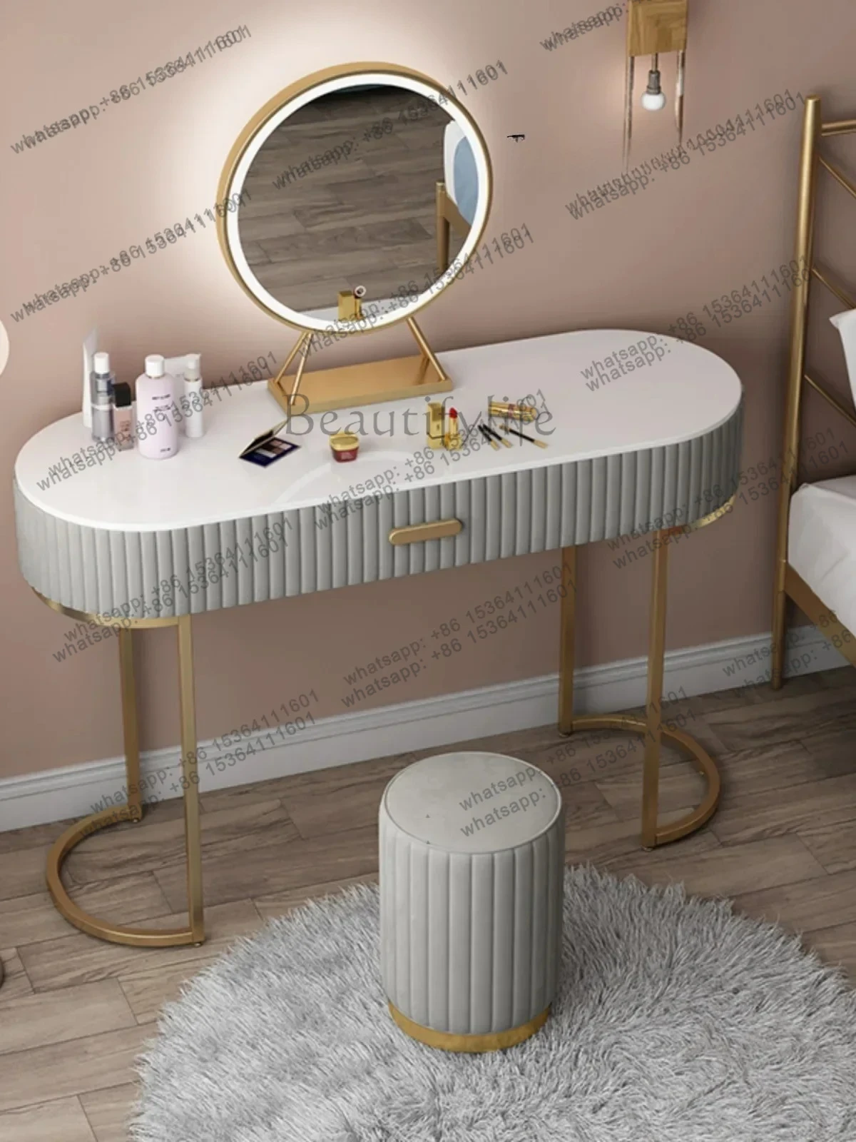 Light Luxury Dressing Table Bedroom Marble Princess Style Luxury Small Apartment High Sense Makeup Table