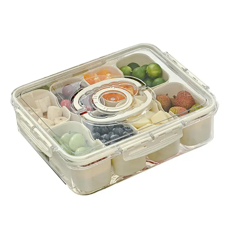 Divided Tray With Lid And Handle Portable Snack Box with 8-Grid Organizer Snack Box Container Snack Tray Organizer For Candy