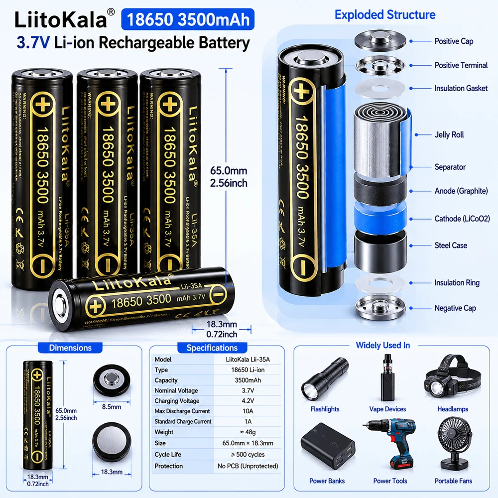 1-10PCS Original Liitokala Lii - Vape Battery 18650 评论和价格