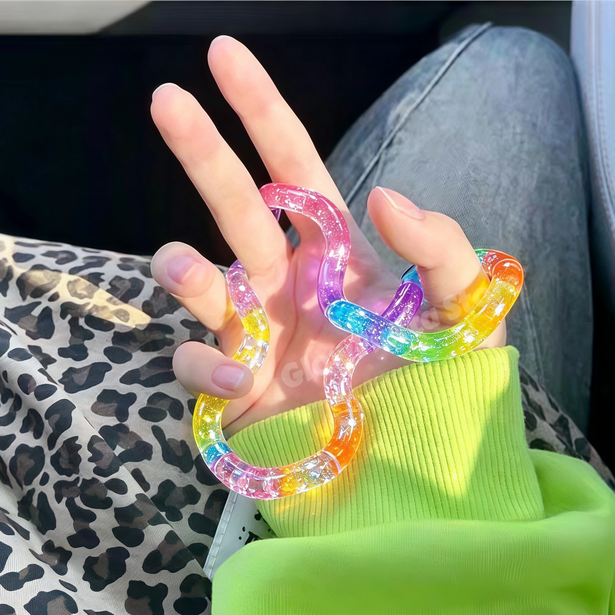 Deformable Rope Crystal Twist Rope Pressure Stress Relief Toys Rrainbow Color Deformation Rope Knot Anti Stress Toys Antiestrés
