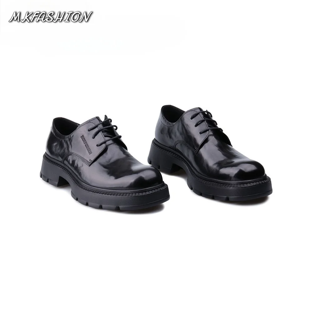 Business Formal Leather Shoes for Men Genuine Calfskin Thick Sole British Trendy Oxfords