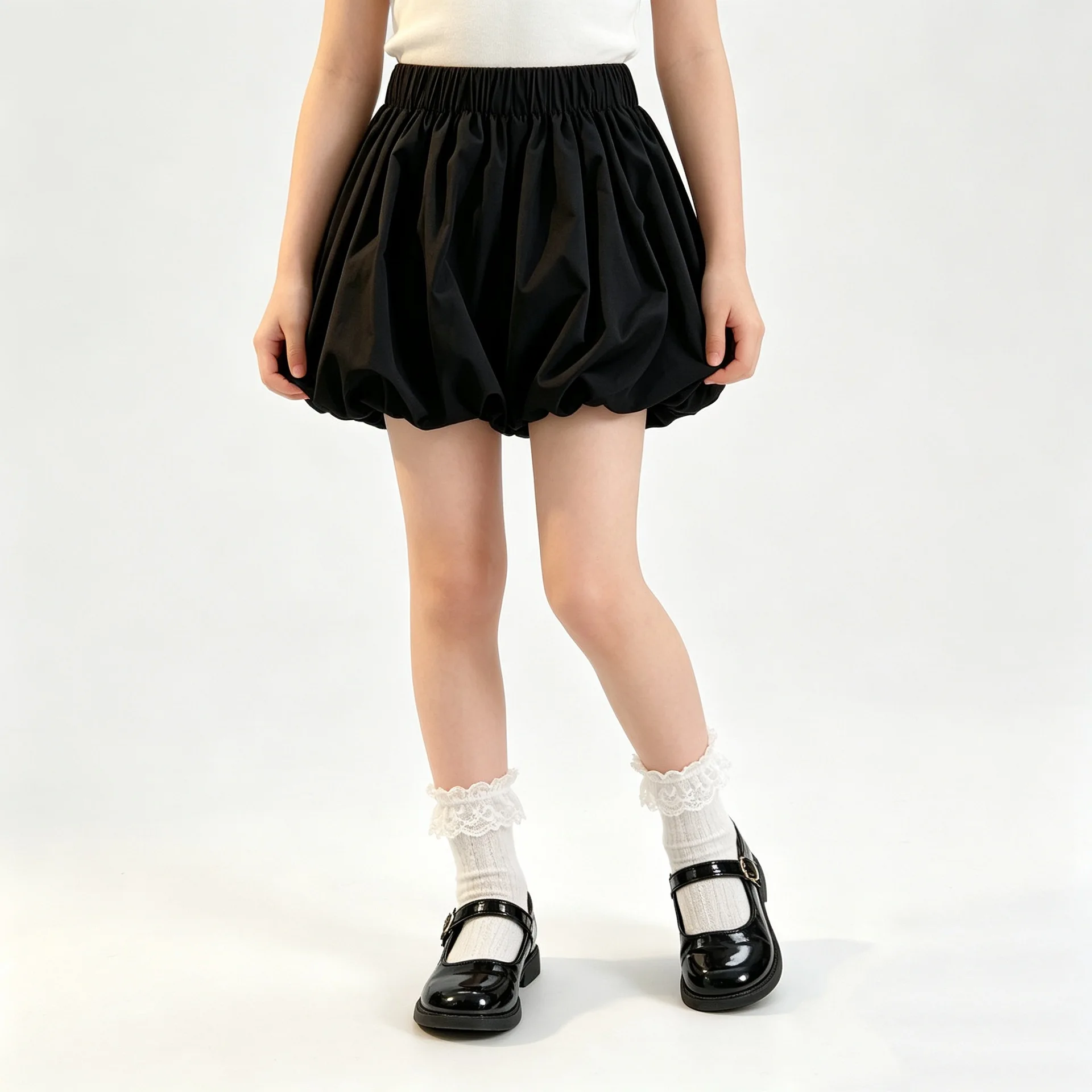 School Girls Bubble Skirt Bloomers Elastic Waist Puffy Skirt Shorts for Kids Summer 2026 Versatile Casual Outdoor Sport Outfits