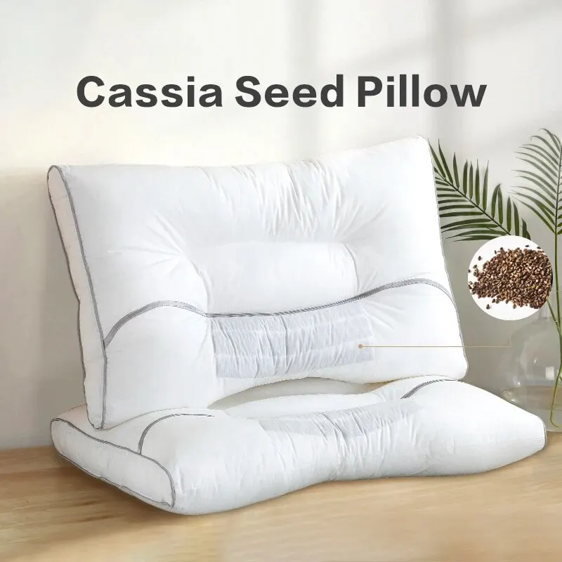 1 PCS Cassia Seed Pillow Cotton Fabric Pillow Protecting Cervical Spine Sleeping Pillow Health Pillow 48*74cm