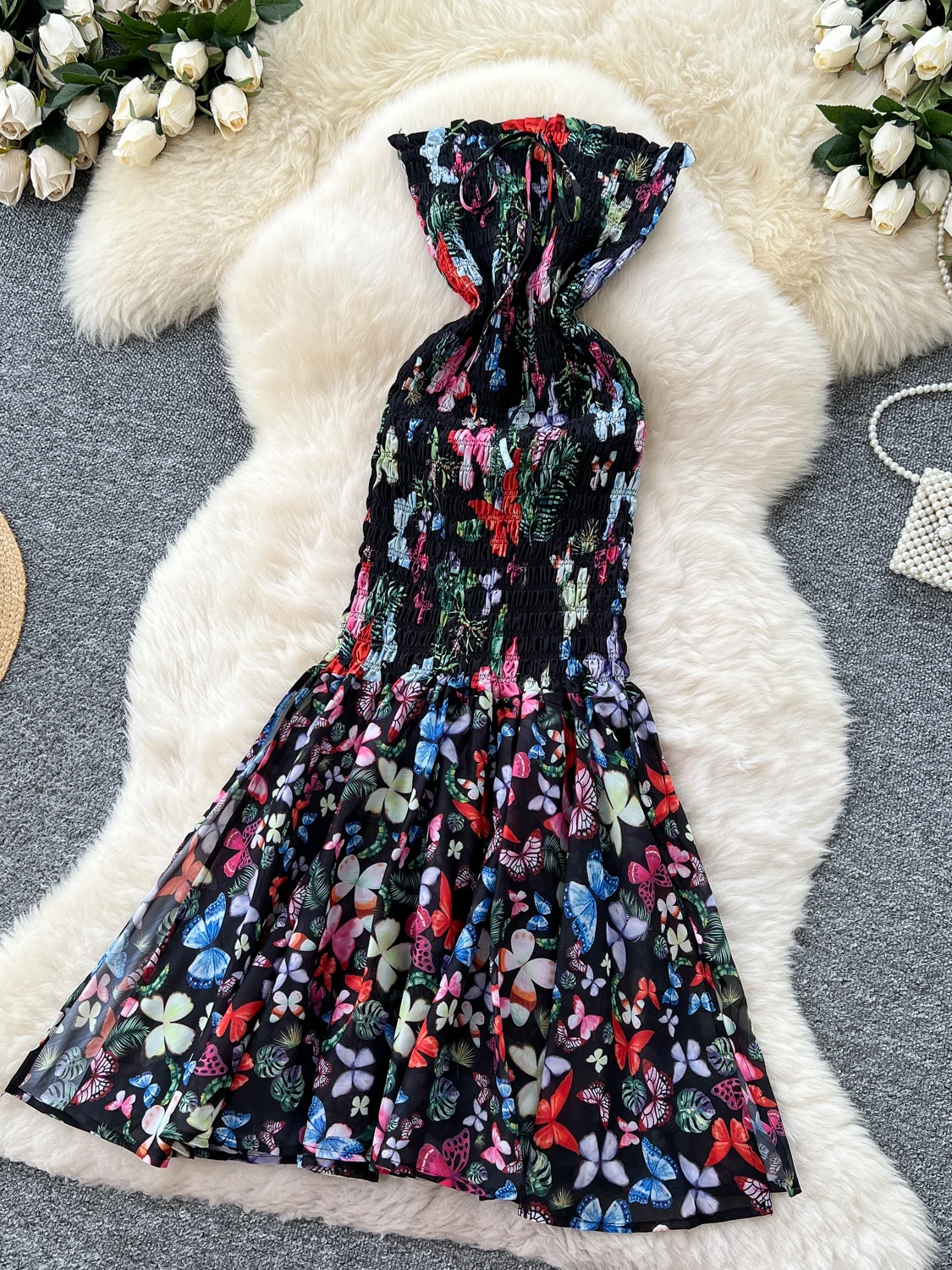 Summer Vaion Sle Women's Floral Print Slim Fit Svel Bustier High Waist Fi Tail Dr Beach Skirt Korean Version