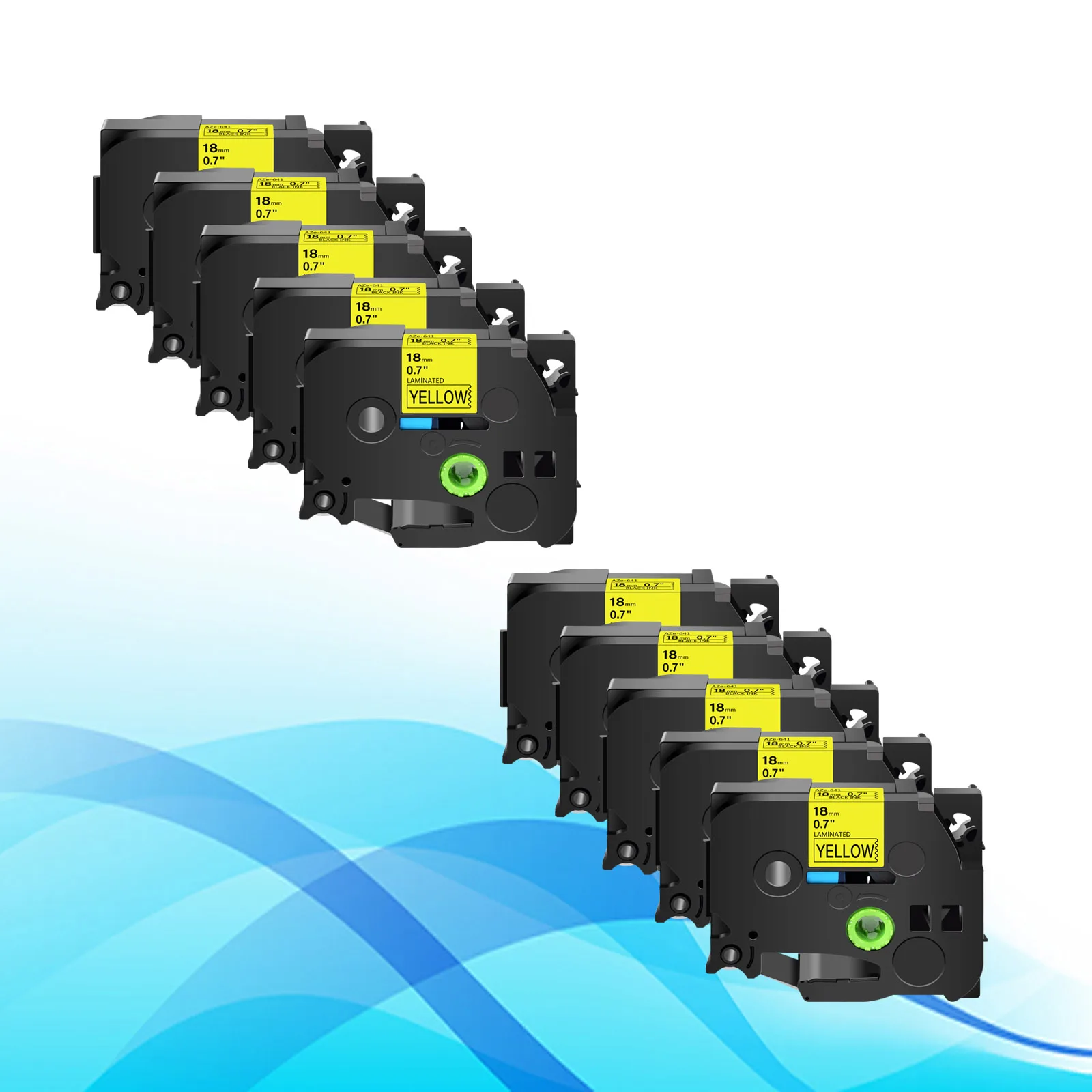 

10PK Compatible for Brother TZe-641 651 631 Black on Yellow 9-24 mm Label Cartridge Used in Ptouch PT-P700 400 Label Printer
