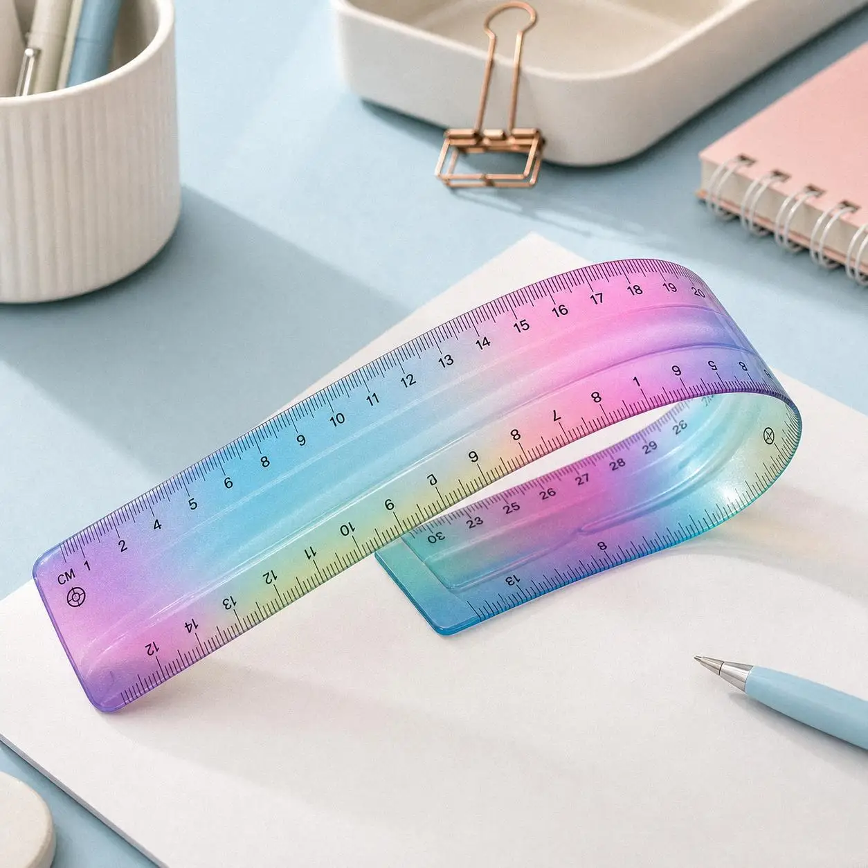 Y5LB 30cm Bendable Colourful Straightedge Geometry Measuring Tool