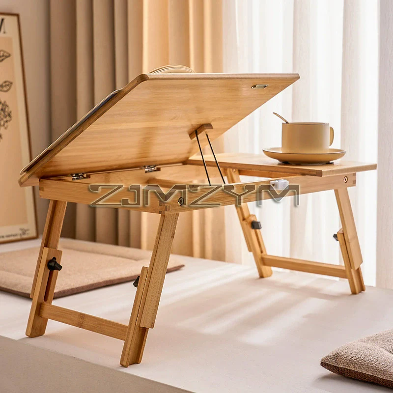 Folding Laptop Table Bamboo Adjustable Minimalism Computer Bed Table Small Bay Window Coffee Table Home Furniture view 5
