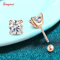 Smyoue 0.5CT 1CT 2CT Certified Moissanite Stud Earrings for Women Sparkling D Color Lab Diamond 100% 925 Sterling Silver Jewelry