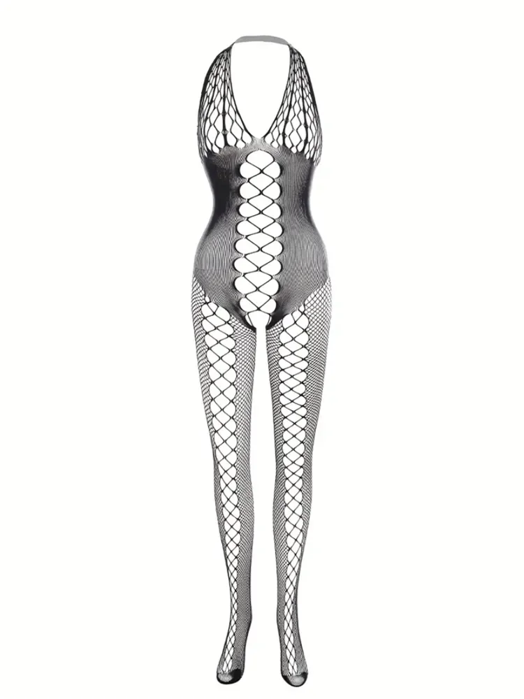 4 sets Sexy Fishnet Bodystocking with Open Crotch and Jacquard Design  Women\'s Lingerie and Underwear Erotic Costumes Catsuit SM