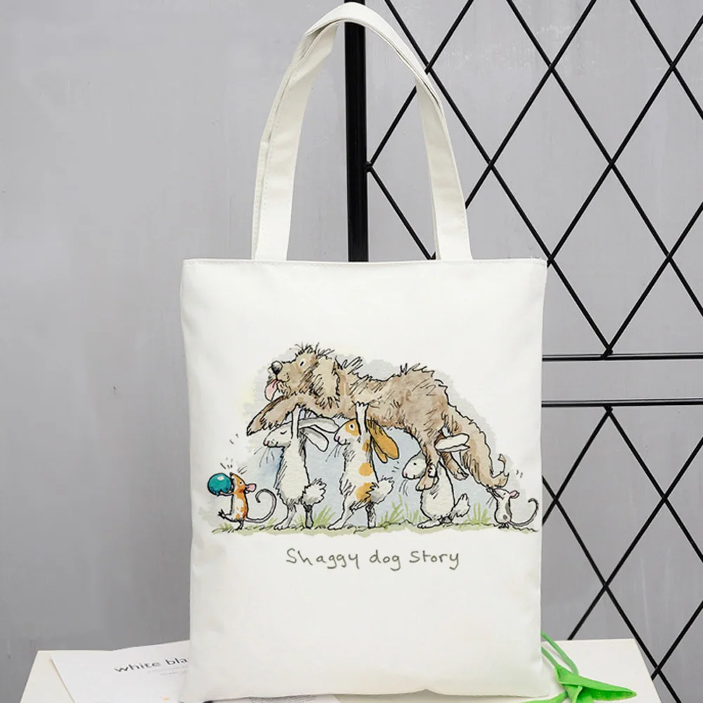 Cute Dog shopping bag jute bag grocery handbag shopping shopper bolsas de tela bag woven sacola bolsas ecologicas grab