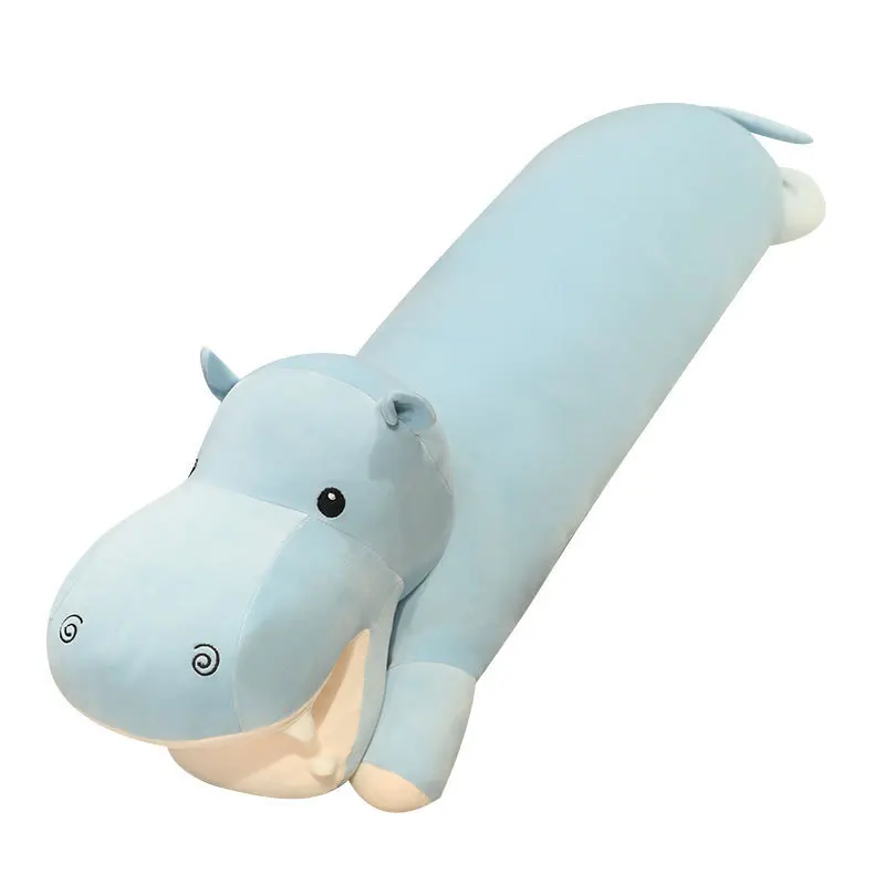 Animal bonito hipopótamo longo travesseiro brinquedo de pelúcia hipopótamo boneca crianças dormir perna fantoche boneca simulação boneca de pelúcia brinquedo kawaii presentes