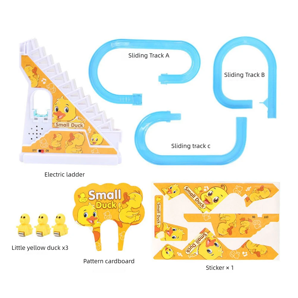 Juego de tobogán de montaña rusa de patos, estilo Montessori, preescolar, escalada, patos, pista de carreras, luces, música, juego de pista educativo