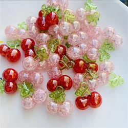 10pcs Cute Cartoon Fruit Pendant 3D Gentle Little Girl Pendants Red Pink Cherry Broken Feeling Gloss Diy Necklace Accessories