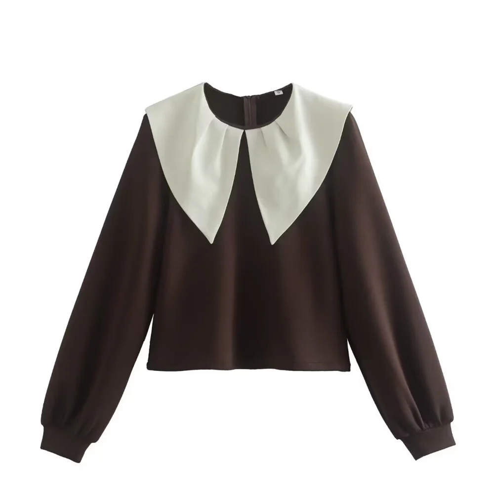 Unizer2024 Frühling neue Damenmode vielseitige Puppe Polo Kragen Langarm Kontrast farbe Cover Up