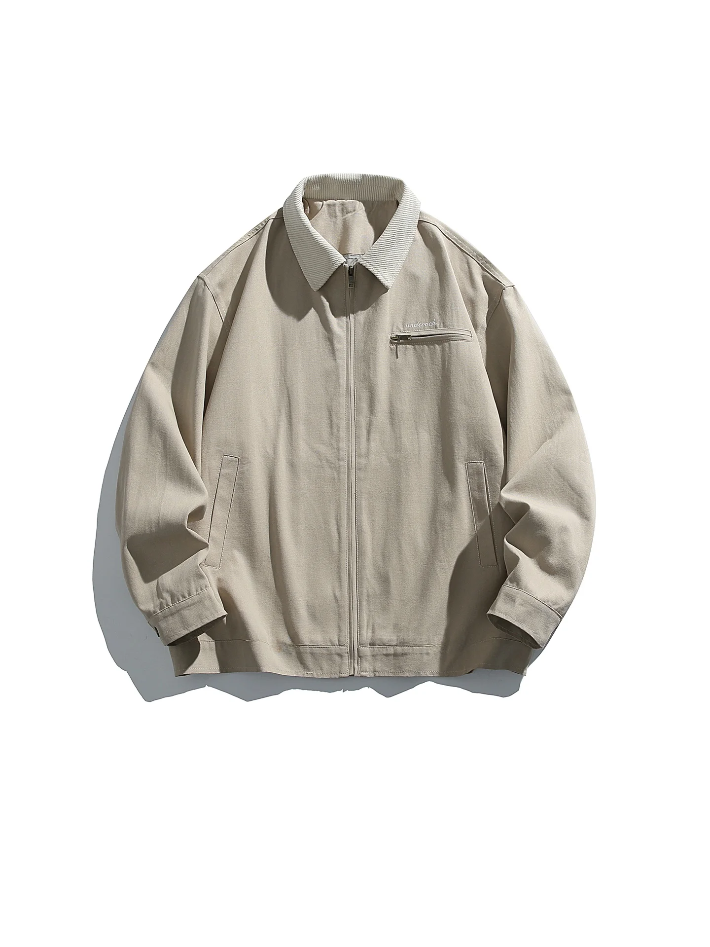 

Retro Japanese Sle Color Blo Collar Jaet Spring New Couple Detroit Workwear Outerwear Loose Fit Youth Faion Cotton 00%