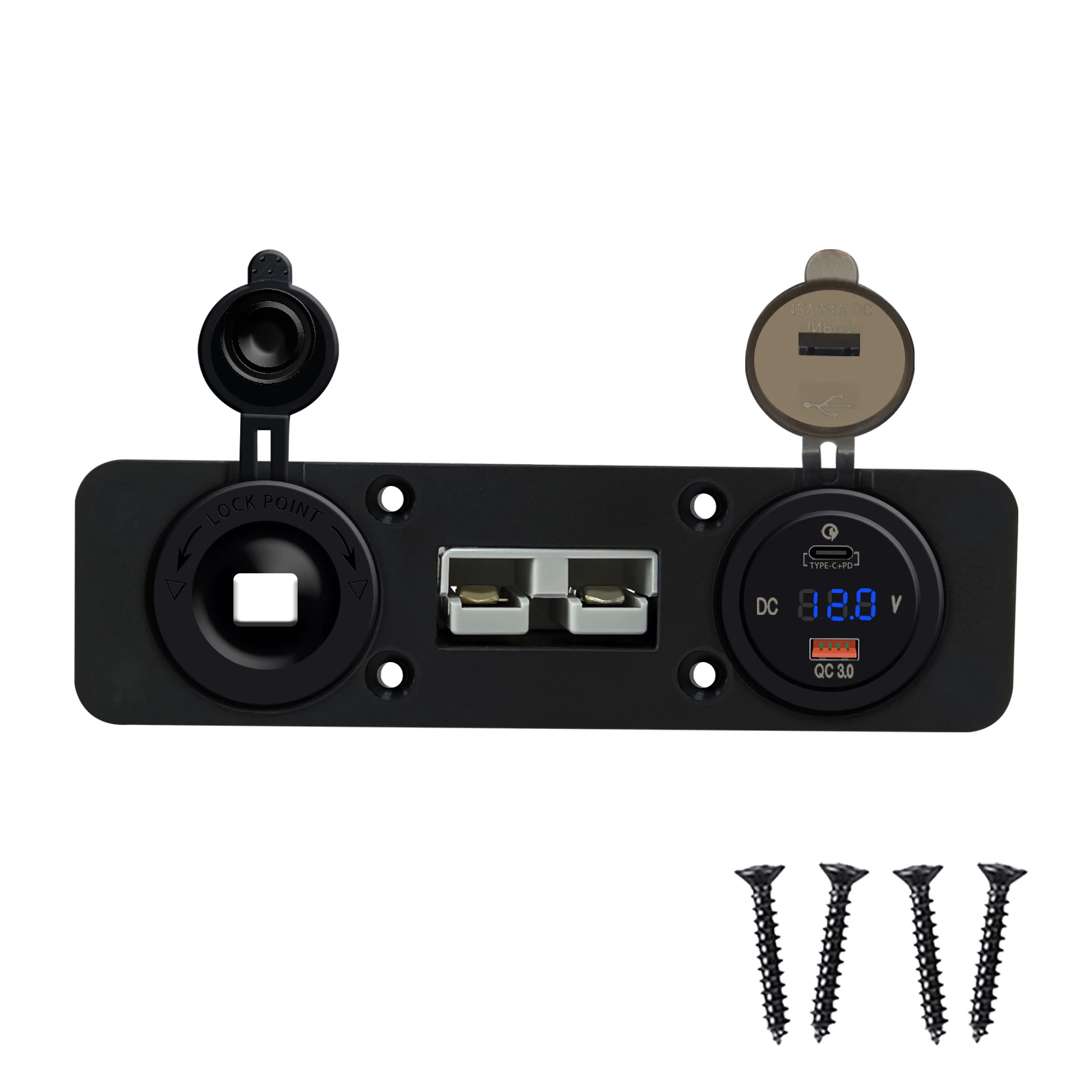 12/24V Socket Flush panel Anderson Plug Power Connector & USB Charging & Cigarette Lighter Outlet Kit For RV Boat Car Caravan