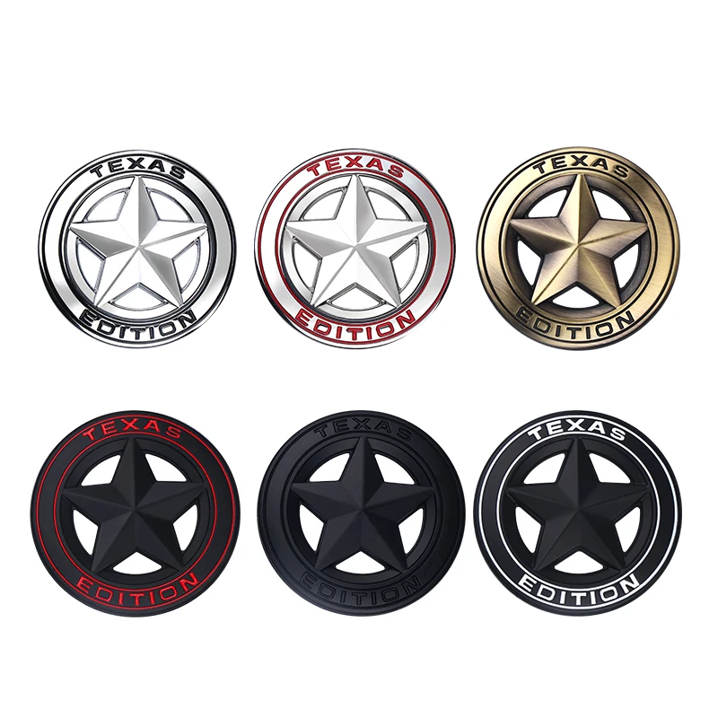Emblema Pentagrama 3D Metalizado TEXAS EDITION Adesivo para Carro Decalque para Carroceria e Porta-Malas para Jeep Wrangler Grand Cherokee Trail Hawk