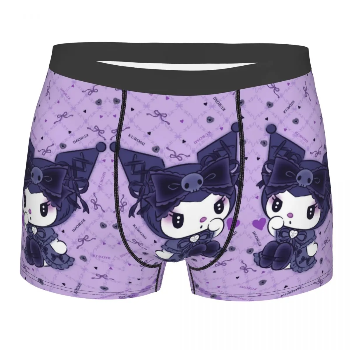 Ropa interior personalizada con patrón Kawaii Kuromi para hombre, calzoncillos Boxer de película a la moda, pantalones cortos suaves, bragas, calzoncillos