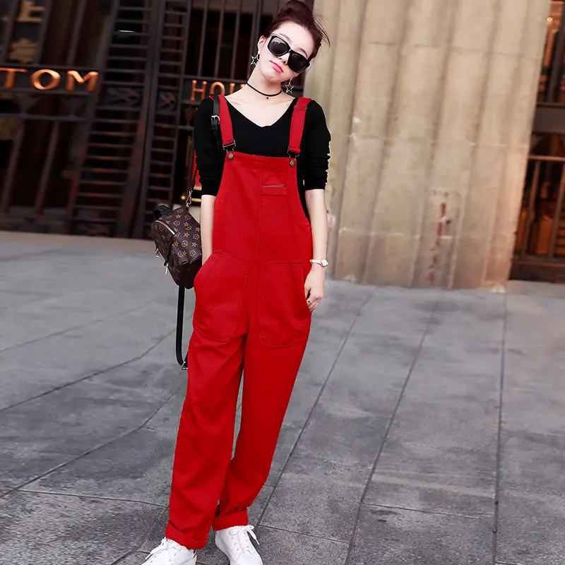 Jeans Overalls Jeans Frauen Overall Frau rote Jeans für elegante Herbst Overalls x109