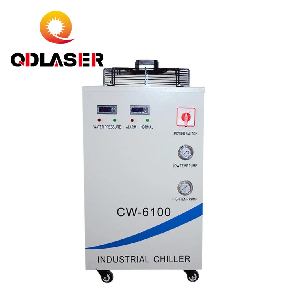 

QDLASER 220V CW-6100AH CNC Spindle Water Chiller For Cooling Dual 200W or Single 400w CO2 Laser Tubes