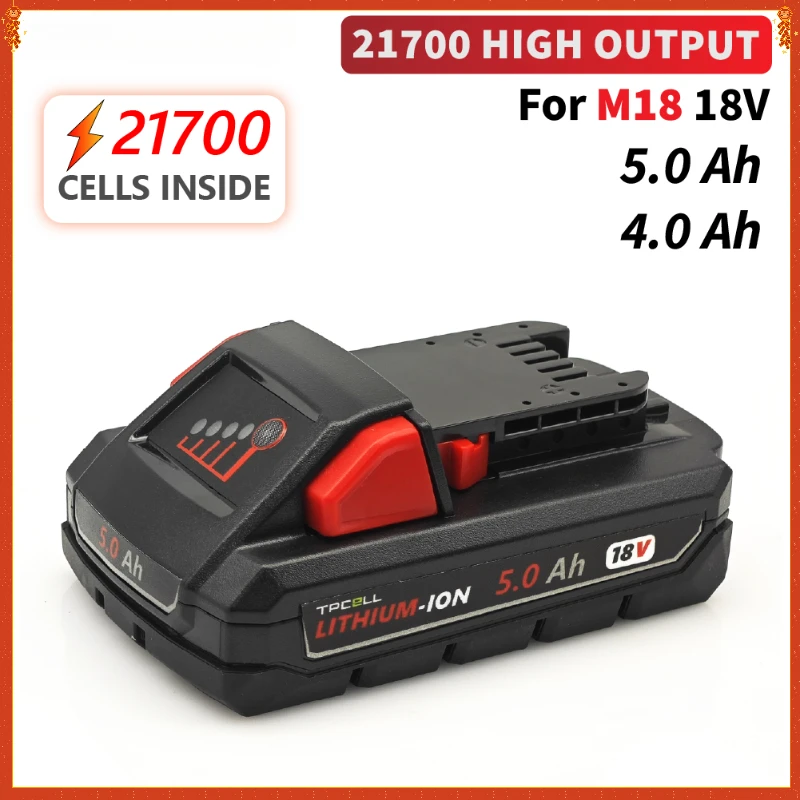 4Ah/5Ah for Milwaukee M18 Batteries 21700 High Output Rechargeable Lithium ION 18V Battery Rechargeable Batteries