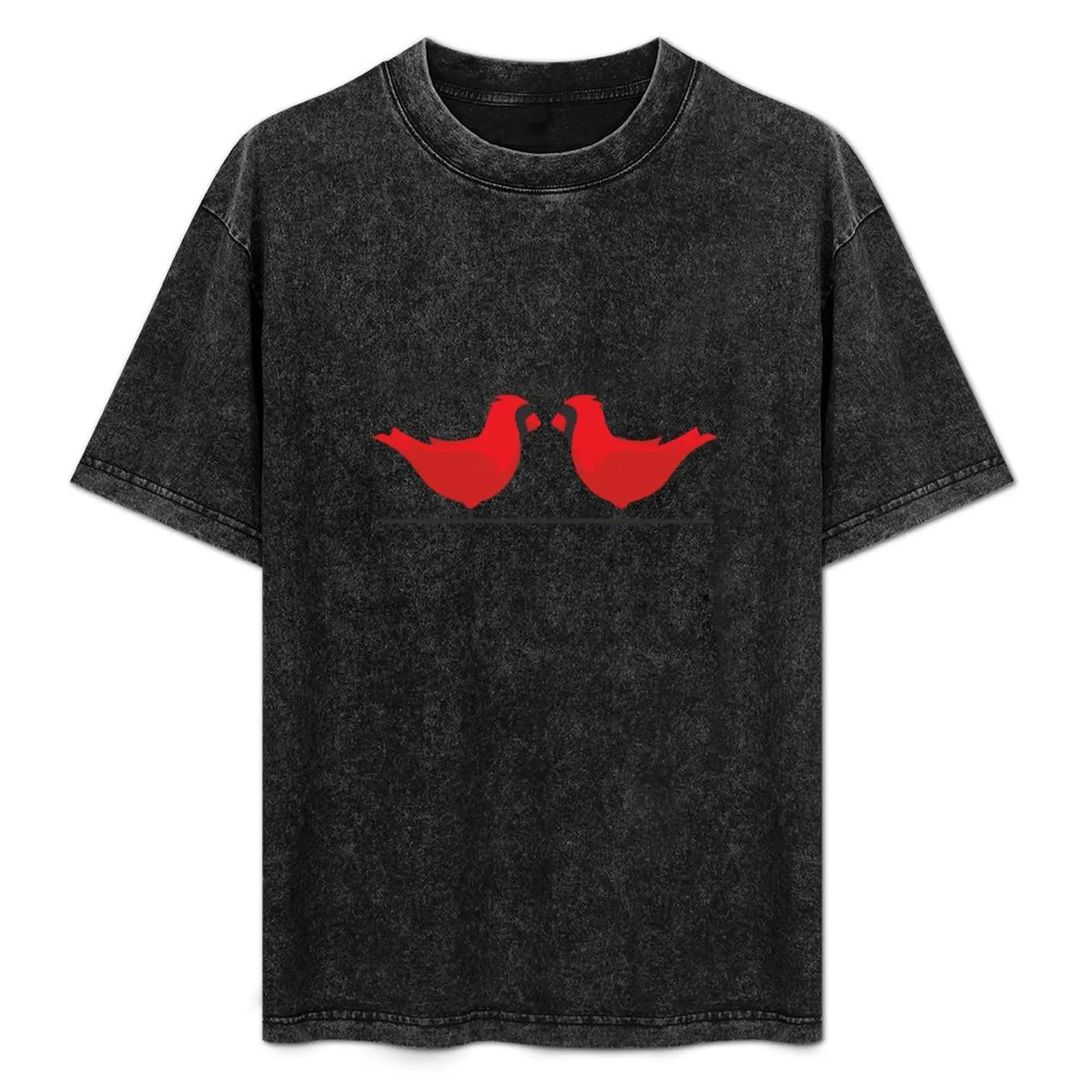 

Two Birds in Love Cardinals T-Shirt oversizeds Luxury man hippie clothes t shirt men 100℅ cotton