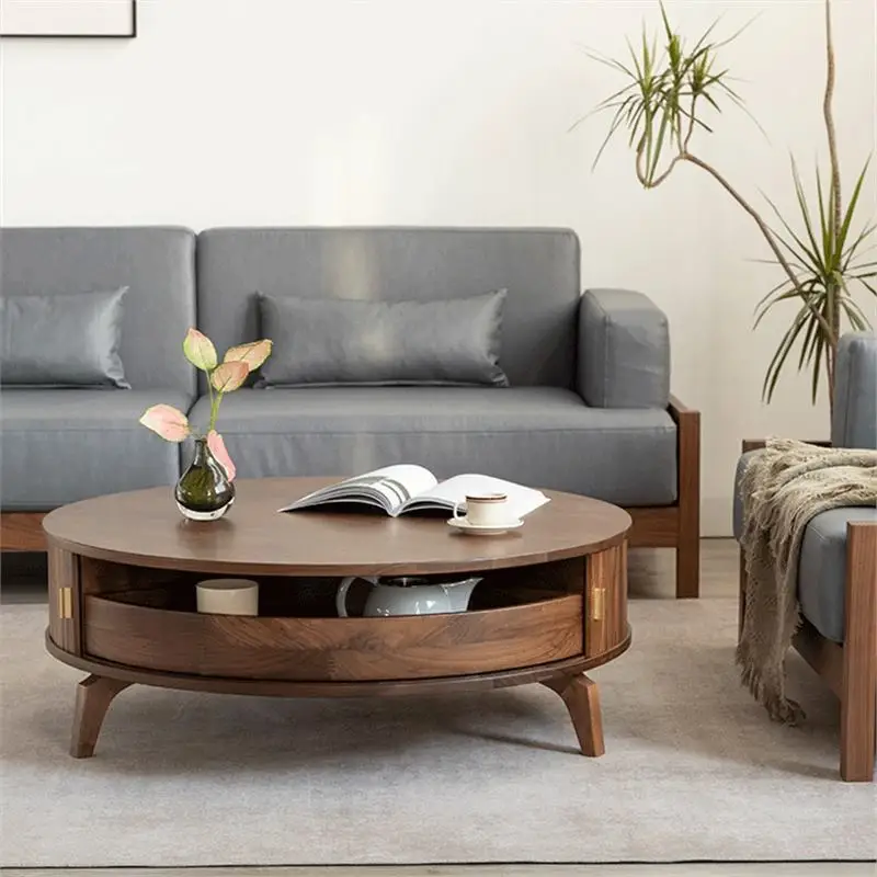 Modern simple coffee table high artistic sense black walnut coffee table