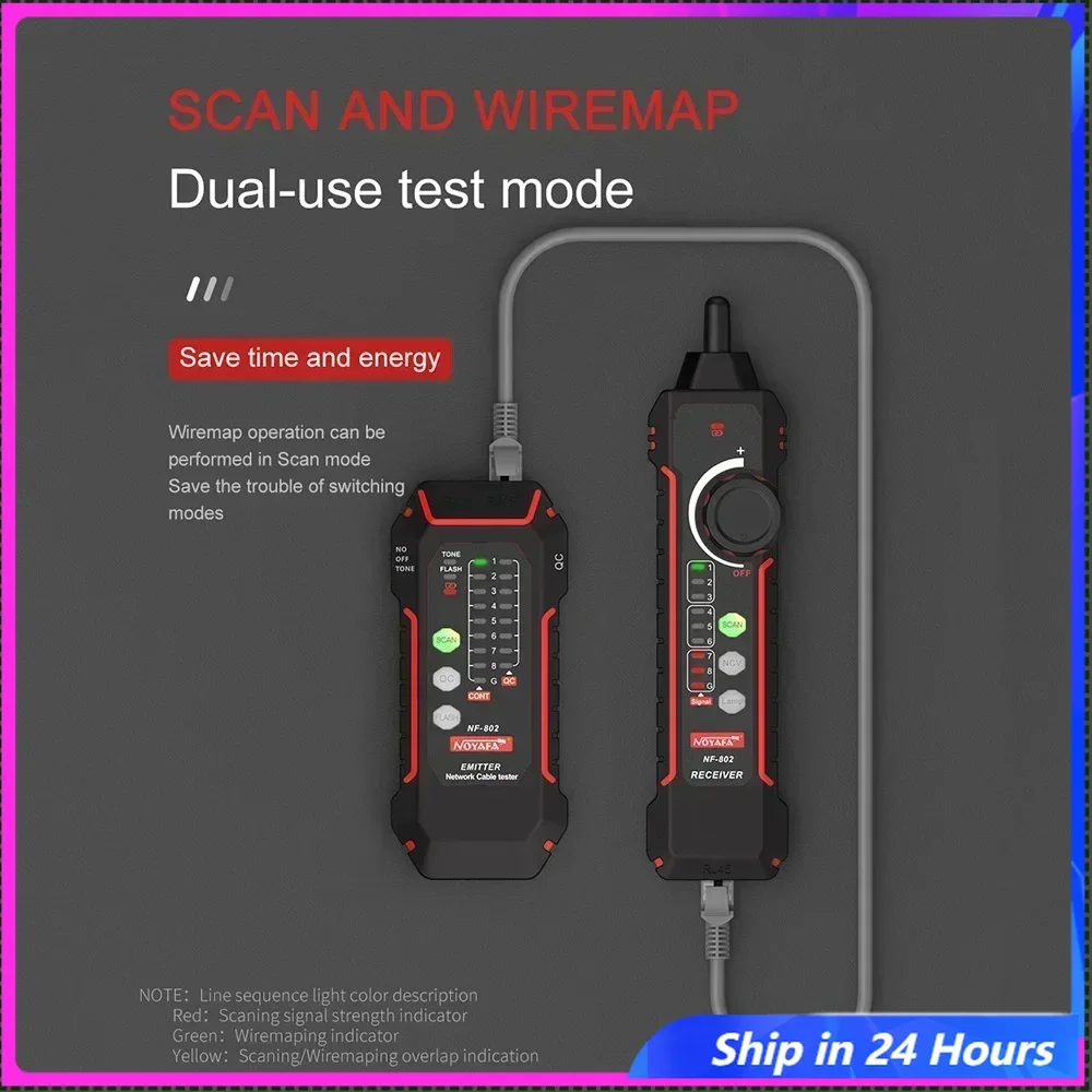 

English VersionZHOUCE NF-802 Multi-function Cable Tester RJ11 RJ45 Cat5 Cat6 LAN Ethernet Phone Wire Finder POE Test Tool For Ne