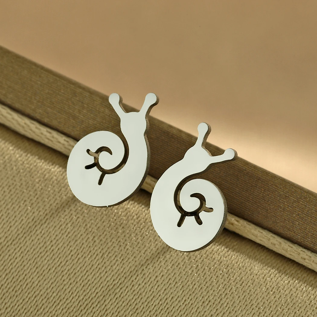 CHENGXUN Sleepy Snail Studs Earrings Snail Jewelry Quirky Earrings Tiny Snails Handcrafted Jewelry Animal Earrings