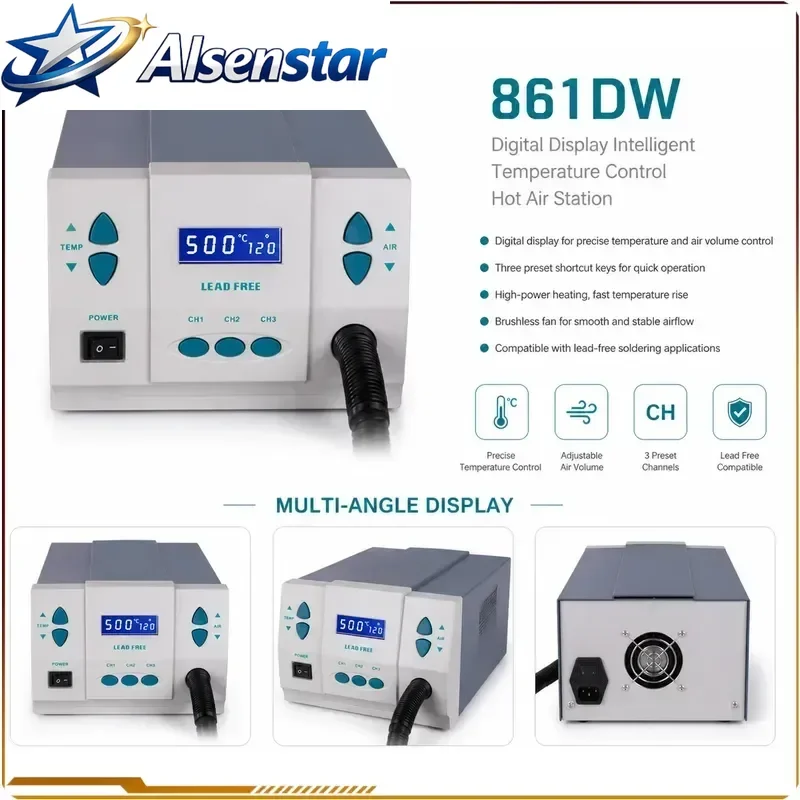 861Dw Touch Screen LCD 1000W 220V Hot Air Rework Station SolderingFor Phone CPU PCB