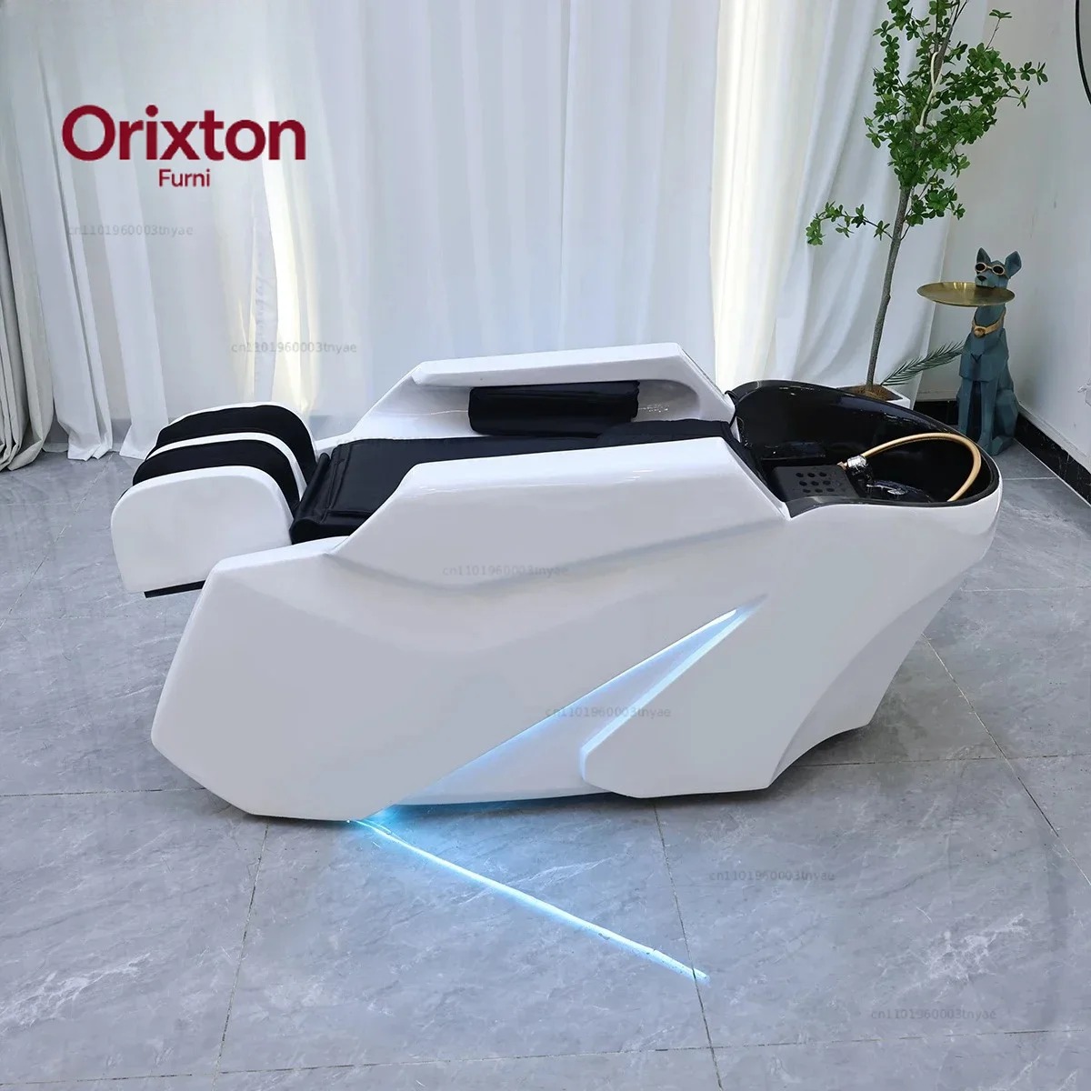 Premium Head Spa Shampoo Bed with Multi-Zone Massage & LED Mood Lighting, Luxury Hair Washing Beds for High-End Scalp Care Salon