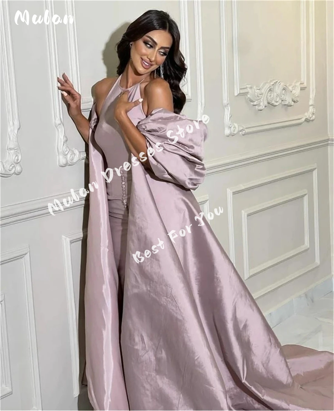 

Customized Halter Buttons Sleeveless Prom Dresses With Jacket Gorgeous Evening Dress Saudi Arabia Formal Party Gowns 2025