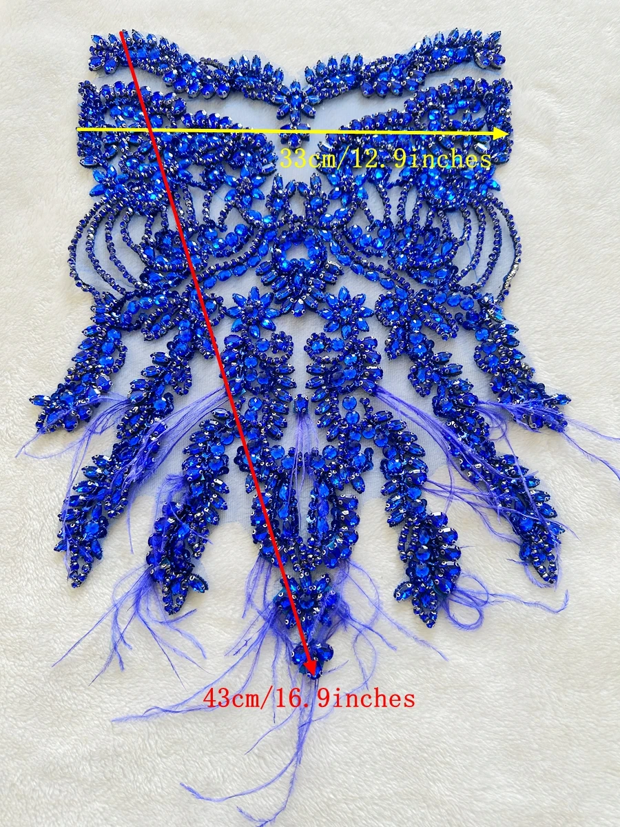 13 色手作りダイヤモンドダチョウの羽のガウンアクセサリー素材ビーズチュールアパレル装飾イブニングドレス生地
