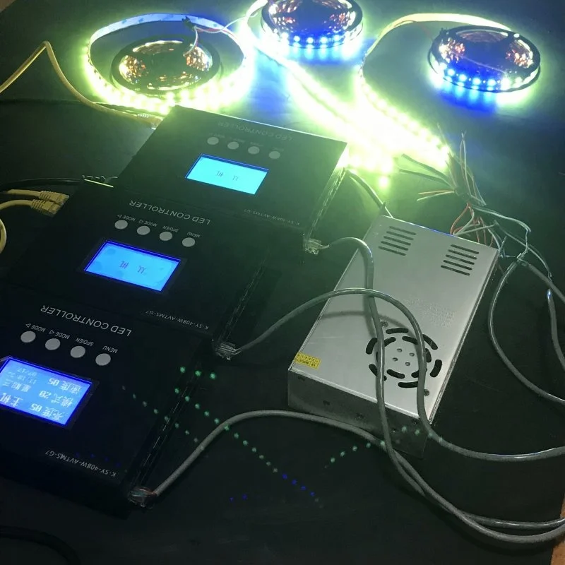 K-SY-408 8CH إخراج أكثر من 10,000 نقطة دعم led بكسل ضوء الوقت نفق تحكم مع صوت ووظيفة تحكم بالموسيقى ، UCS512