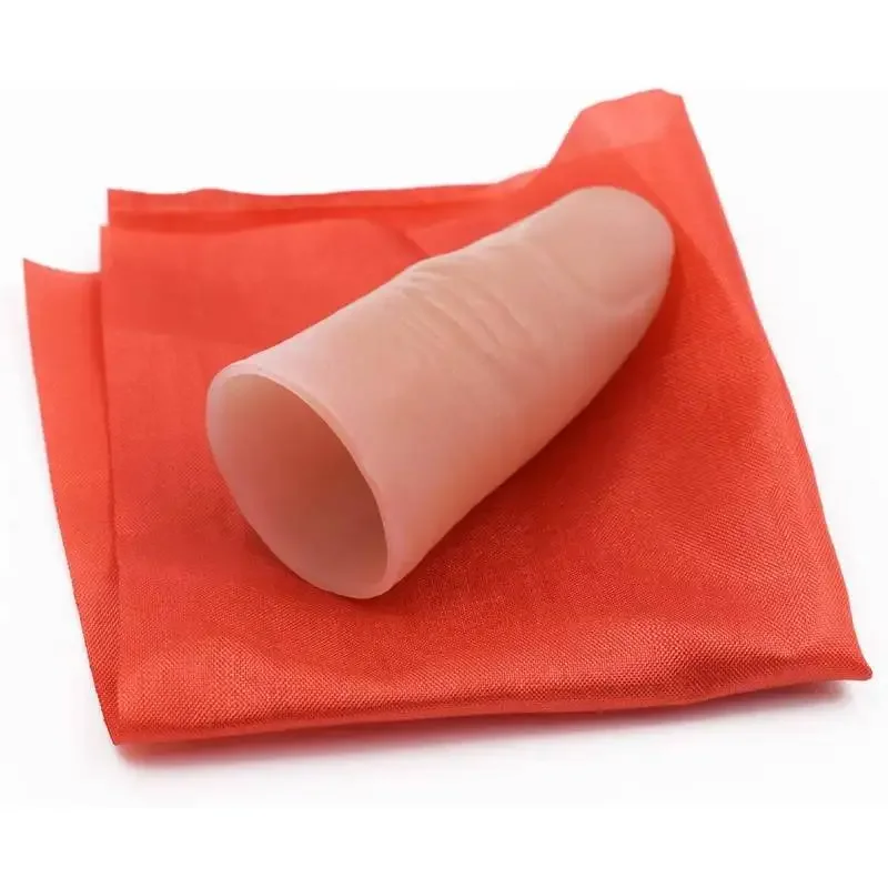 2pcs Disappearing Silk Fake Thumb Tip Finger Magic Trick Reality Magician Close Up Stage Show Prop Prank Toy Red Silk Magic Prop