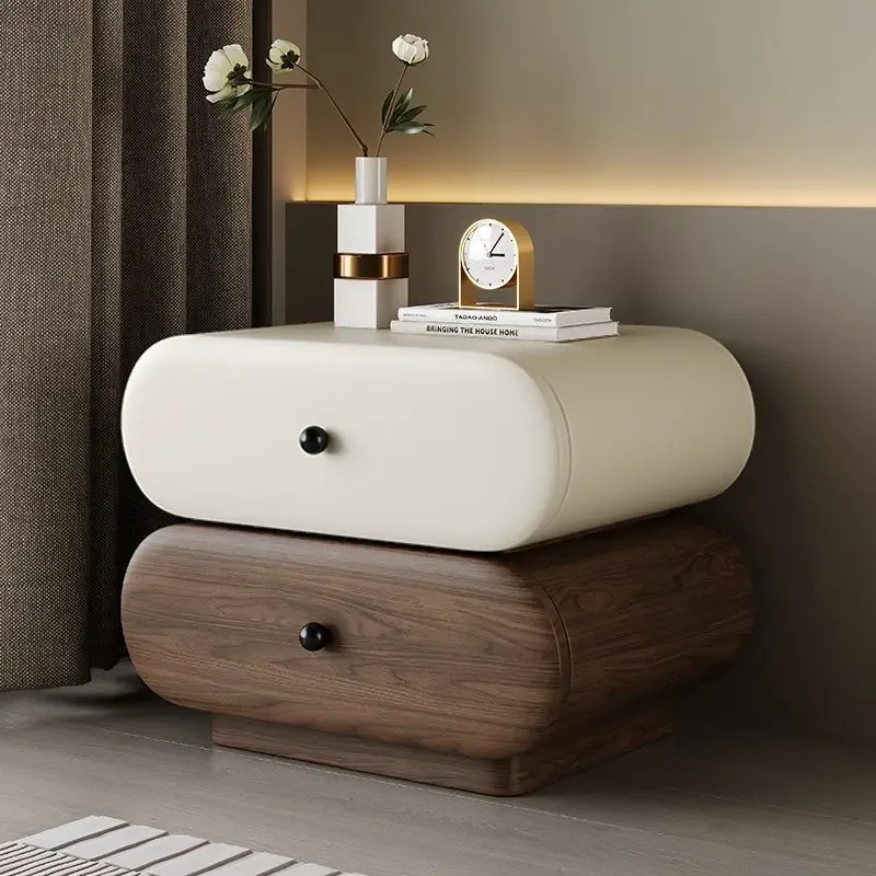 light luxury 2025 new solid wood bedroom home bedside table Internet celebrity simple modern cream bedside
