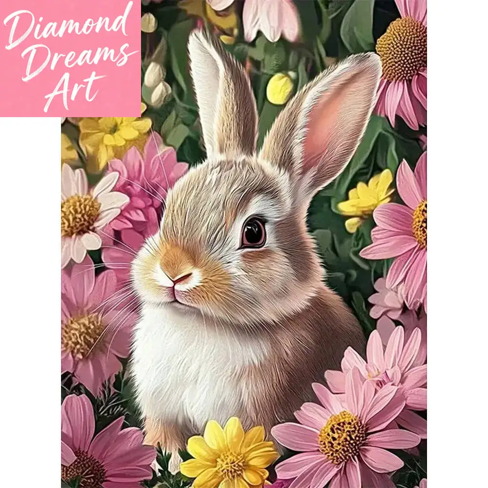 Frameless, New Arrival Diamond Mosaic Rabbit Animal DIY Picture Rhinestones Diamond Painting Flower Craft Kit Handmade Gift