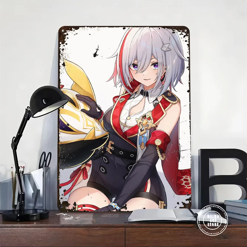Honkai Star Rail Topaz Tinplate Poster Custom Wall Art Vintage Metal Signs Retro Tin Plaque for Wand Deko Modern Home Decoration