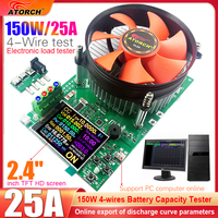 150W 4-wires Battery Capacity Tester 2.4 Inch TFT Color Screen CNC Type Electronic Load Power Discharge Tester with EU Adapter