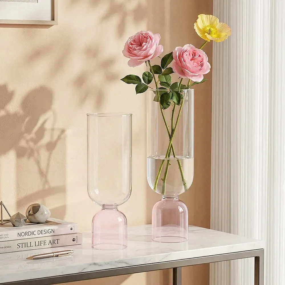 Transparent Glass Vase Nordic Tall Transparent Vase Hydroponics Plant Container Modern Desktop Home Desktop Decorations