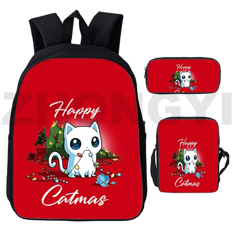 

Merry Christmas 3D Backpacks 12/16 Inch Cute Student Fancy High School Bags Santa Claus Gifts Men Women Travel Anime Satchel