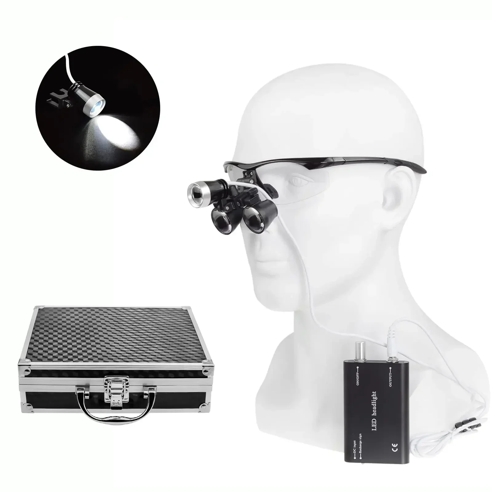 Medical Dental Loupes Magnifier 2.5/3.5x Binocular LED Headlight Surgical Operation Lamp for Dental Lab Surgery