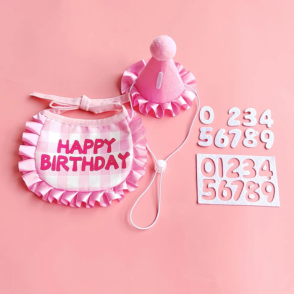 Cat Birthday Scarf Hat Set Dog Birthday Party Supplies Pet Scarf Cute Puppy Birthday Hat Scarf Decor For Small Medium Pets 2024