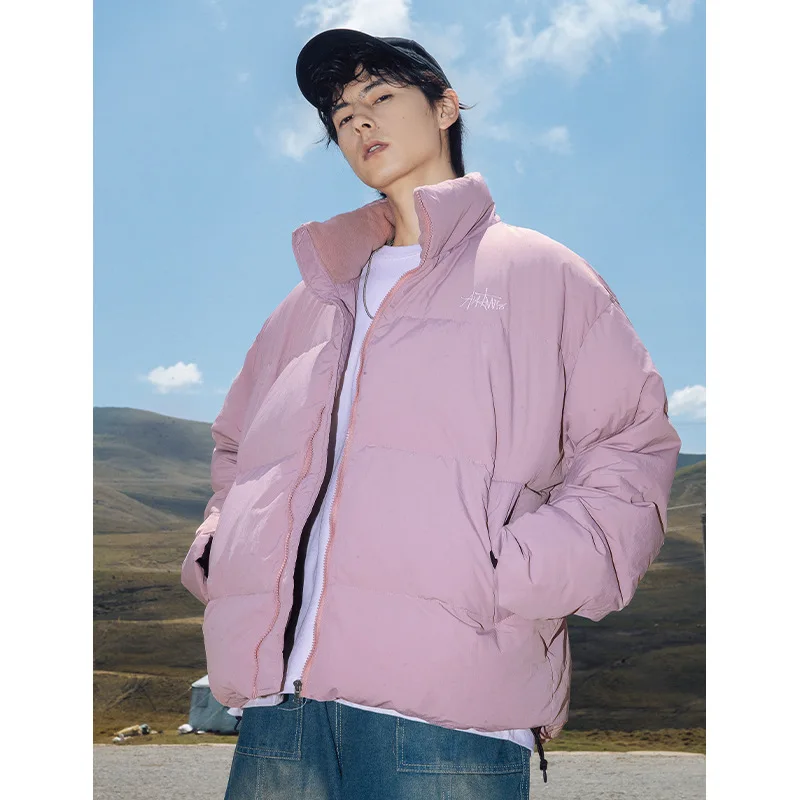 Winter Letter embroidery 90% White Duck Down Jacket Man Women Stand Collar Windproof Down Parka Coat пуховик мужской зима JK-115
