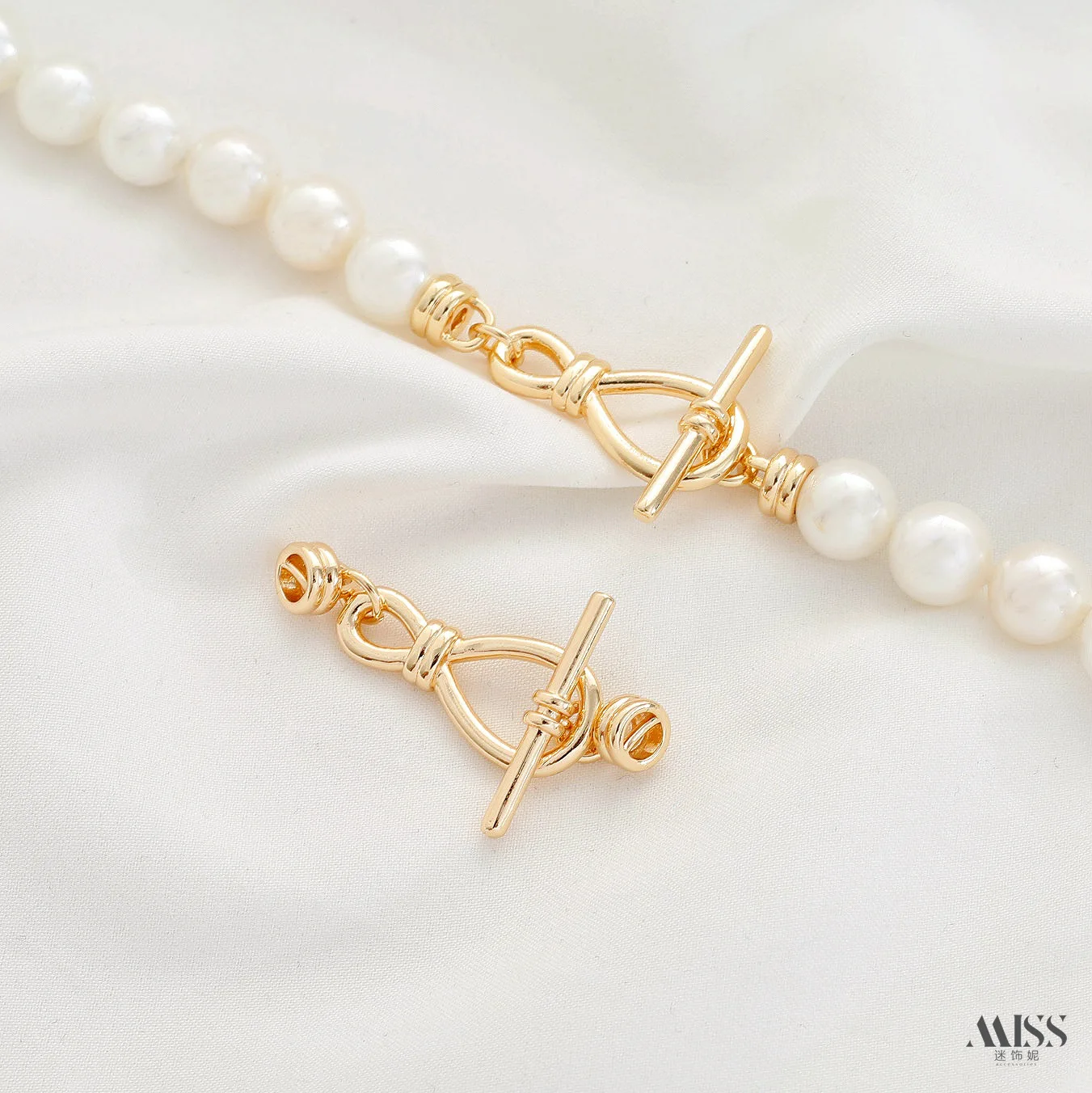 14K Gold Plated High Knotted 8-Character OT Clasp, End Connector Button, DIY Bracelet Necklace Jewelry Accessories