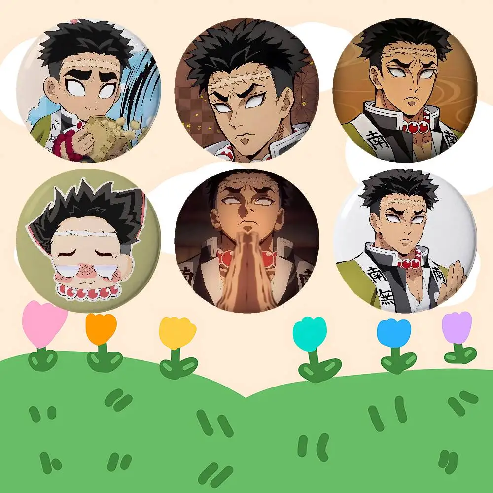 Cartoon Cool Gyomei Himejima Anime Round Laser Badge Cartoon Brooch Clothes Backpack Accessories Lapel